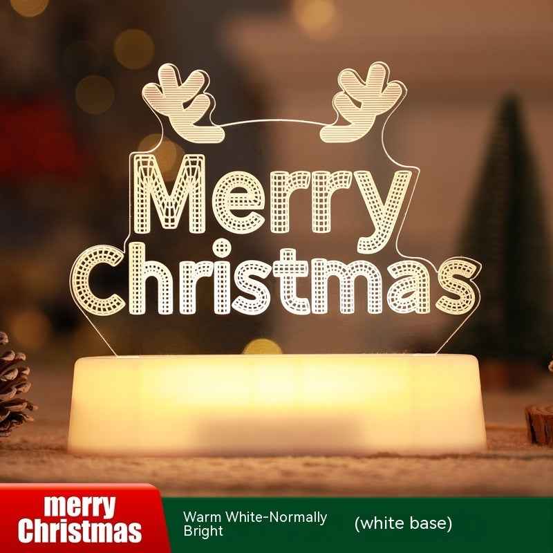 Christmas 3D Acrylic LED Night Light - Decorative Lamp Holiday Gift for Kids & Home - DropOnline.co