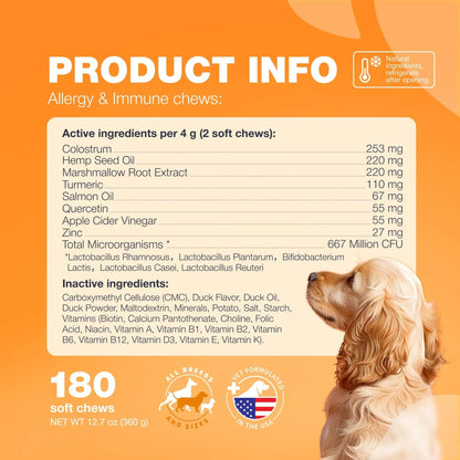 Dog Allergy Relief Chews Itch Relief For Dogs Anti Itch Dog Allergy Chews US Formulated Dog Itching Skin Relief With Salmon Oil Immune Health Seasonal Allergies & Hot Spots Support Treats - DropOnline.co