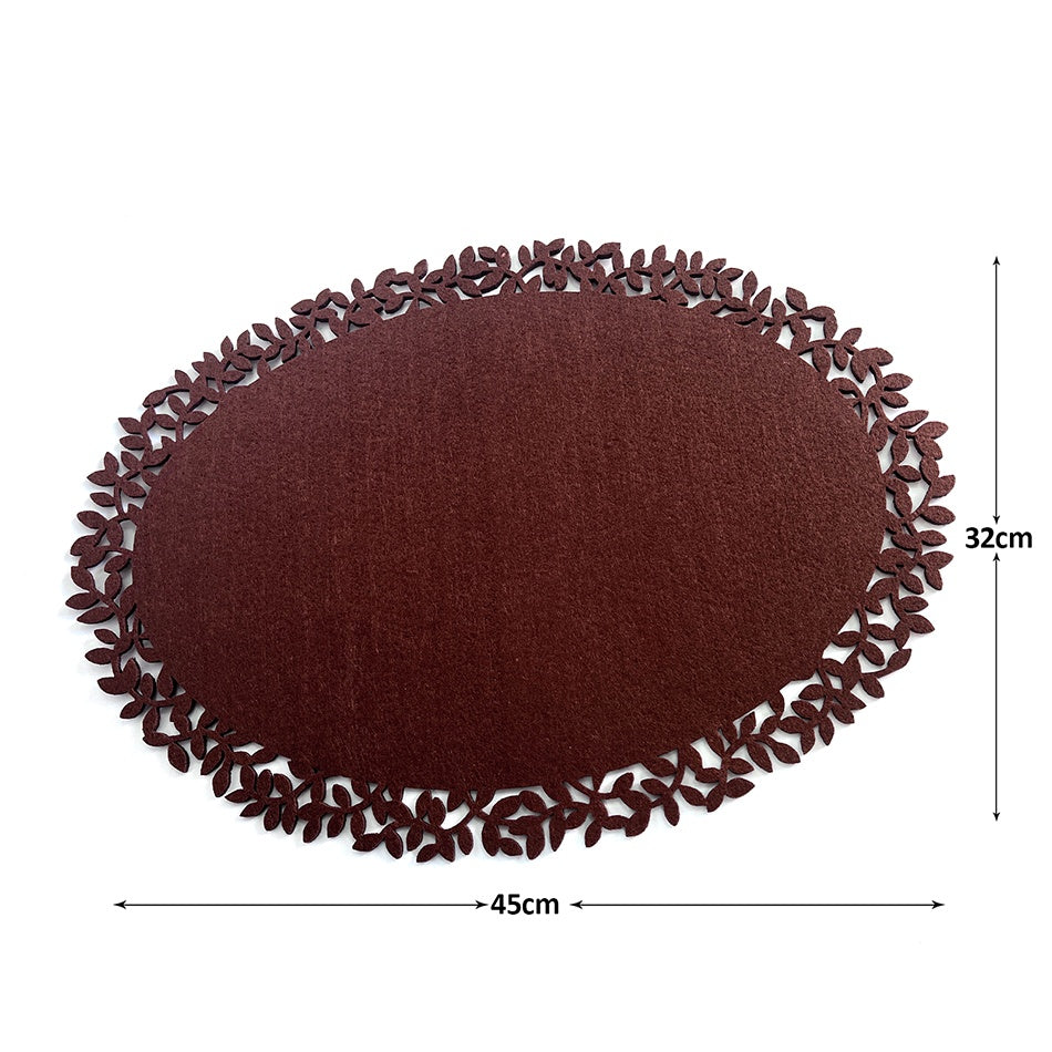 Premium Felt Placemats Set of 4 - Leaf Edge Design Heat Resistant Table Mats