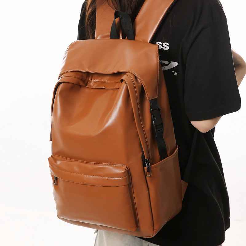 Travel Out Large Capacity PU Leather Men's Backpack
