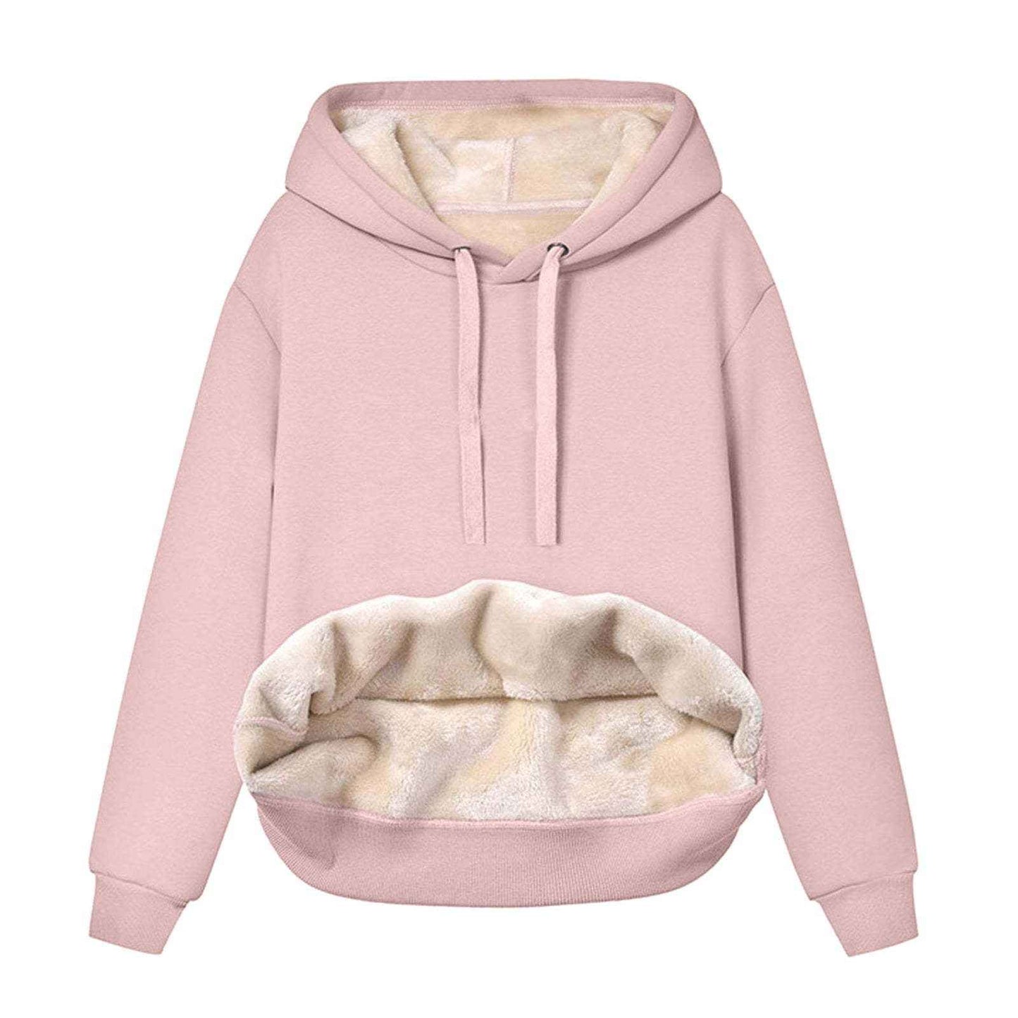 Solid Color Hooded Drawstring Sweatshirt