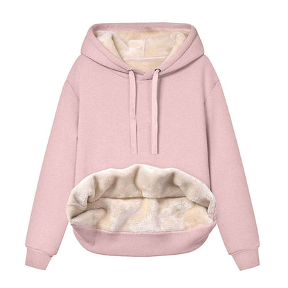 Solid Color Hooded Drawstring Sweatshirt