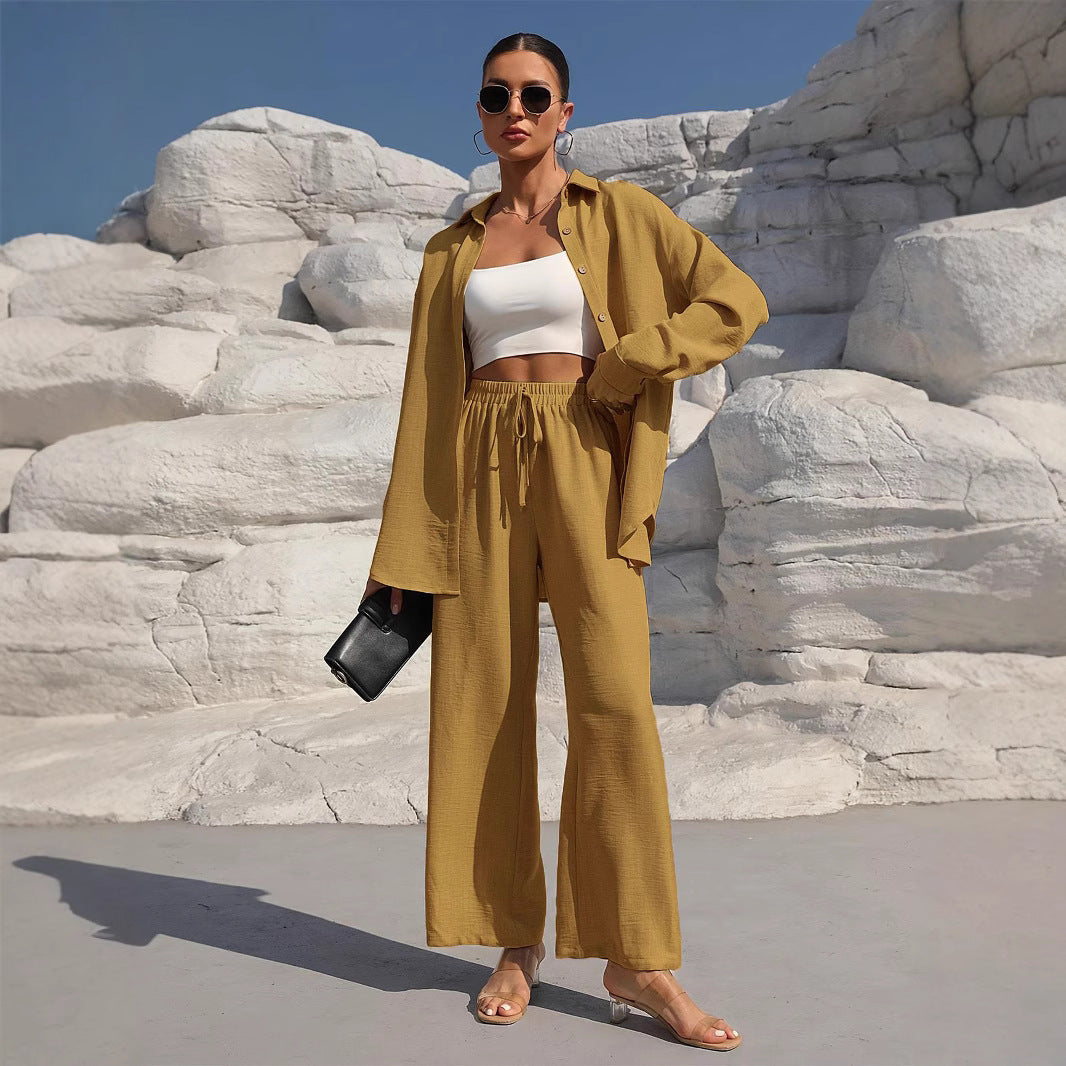 Women's Long Sleeve Cardigan Two-Piece Dress Set - Elegant Layered Outfit