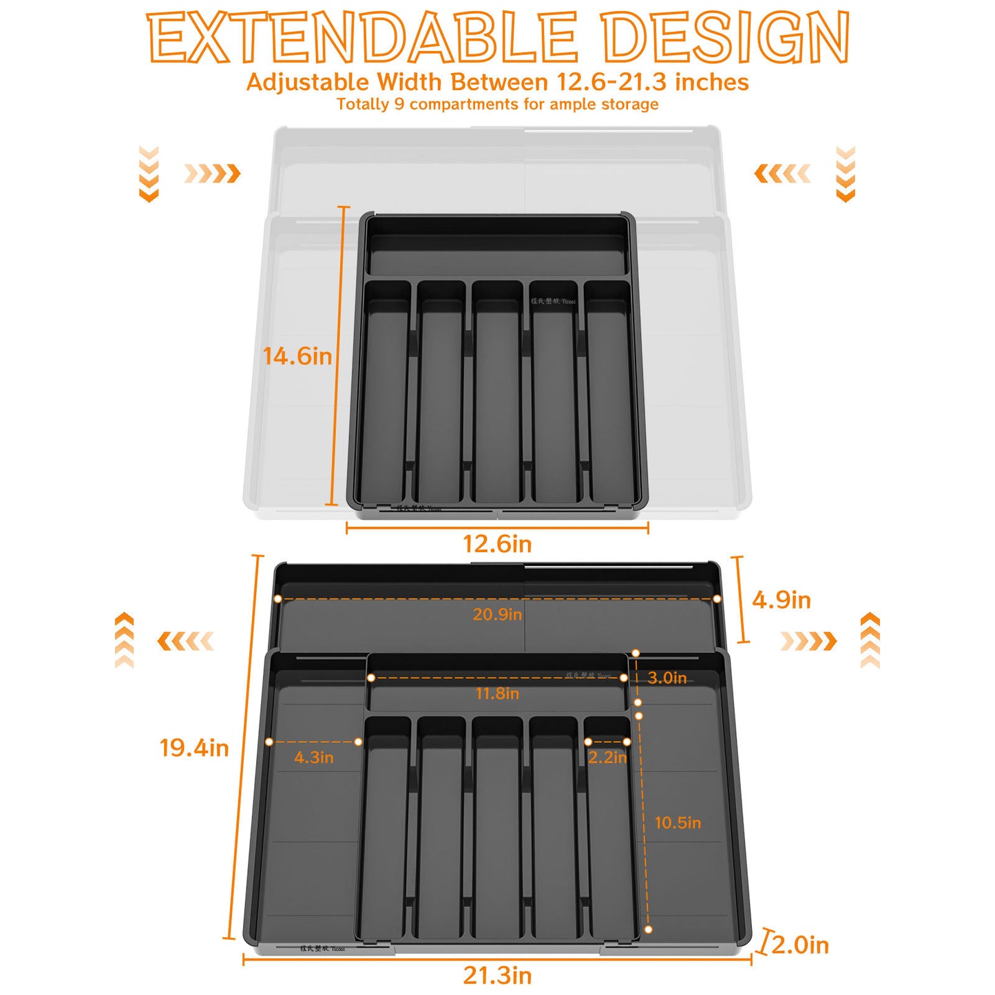 Multi-Compartment Plastic Storage Box - 6-Grid Organizer Container
