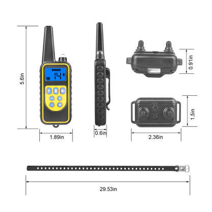 1Pc Dog Training Collar With Remote  IP67 Waterproof Pet Trainer 300mAh Rechargeable 875 Yard Remote Control 4 Modes Adjustable Level - DropOnline.co