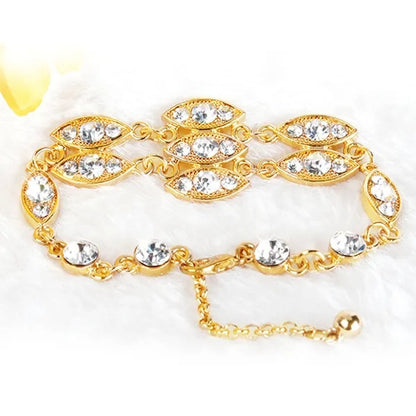 Noble Burnished Gold Bling Rhinestone Bracelet - DropOnline.co