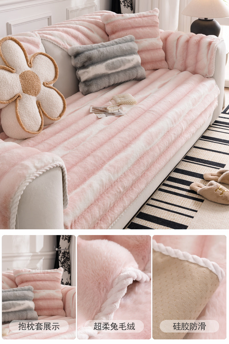 Rabbit Plush Sofa Cushion Non-slip Thickened Cushion