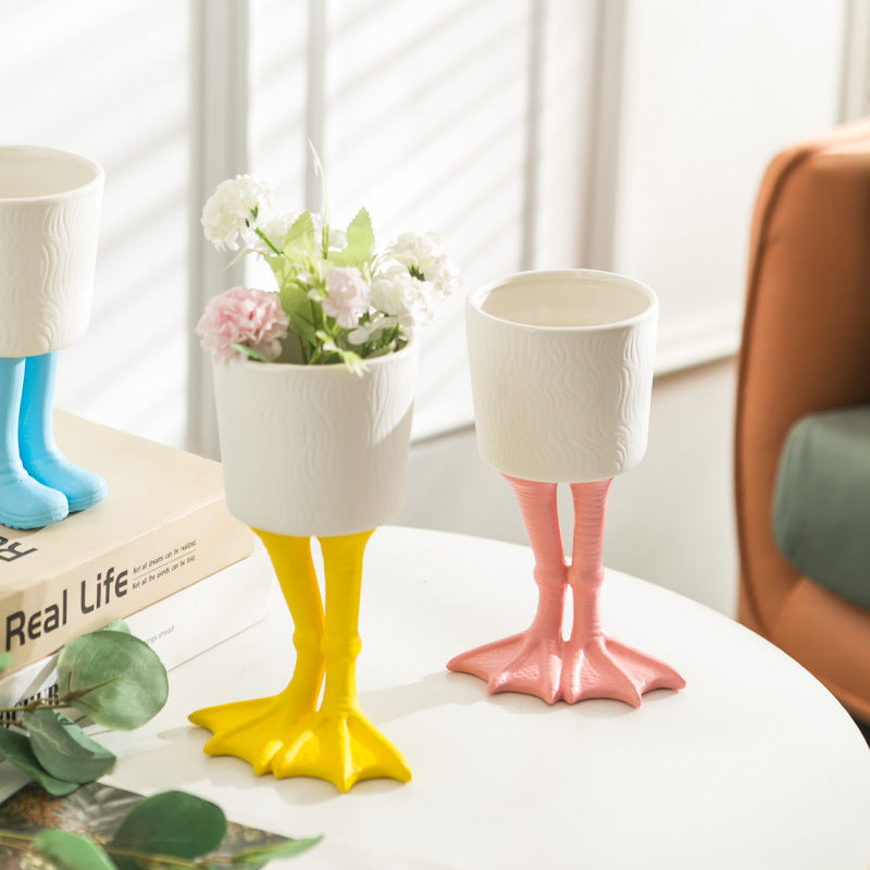 Premium Ceramic Flowerpot - Green Plant Home Soft Decoration for Living Room & Balcony