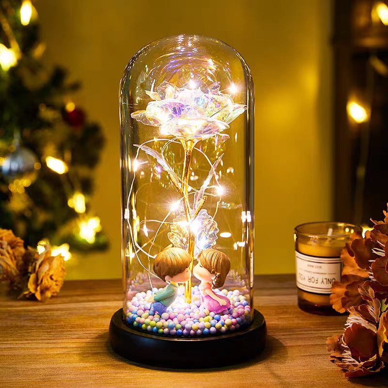 Eternal Rose LED Nightlight - Glass Dome Romantic Lamp