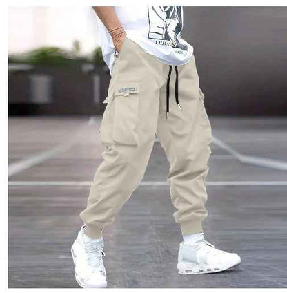 Men's Multi-Pocket Cargo Pants - Hip-Hop Streetwear Drawstring Trousers