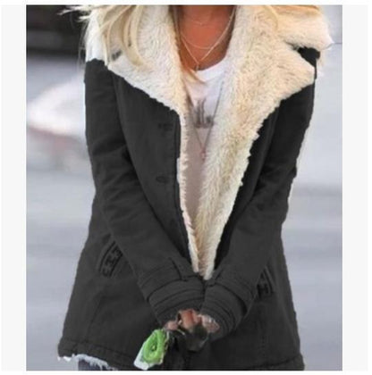 Women's Winter Warm Coat - Slim Fit Lapel Single-Breasted Jacket - DropOnline.co