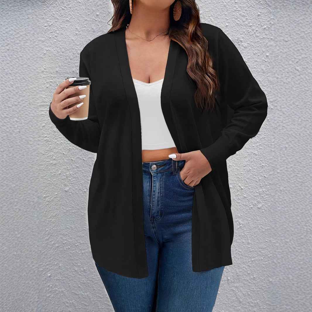 Solid Color Cardigan Women Elegant Simple Versatile Coat