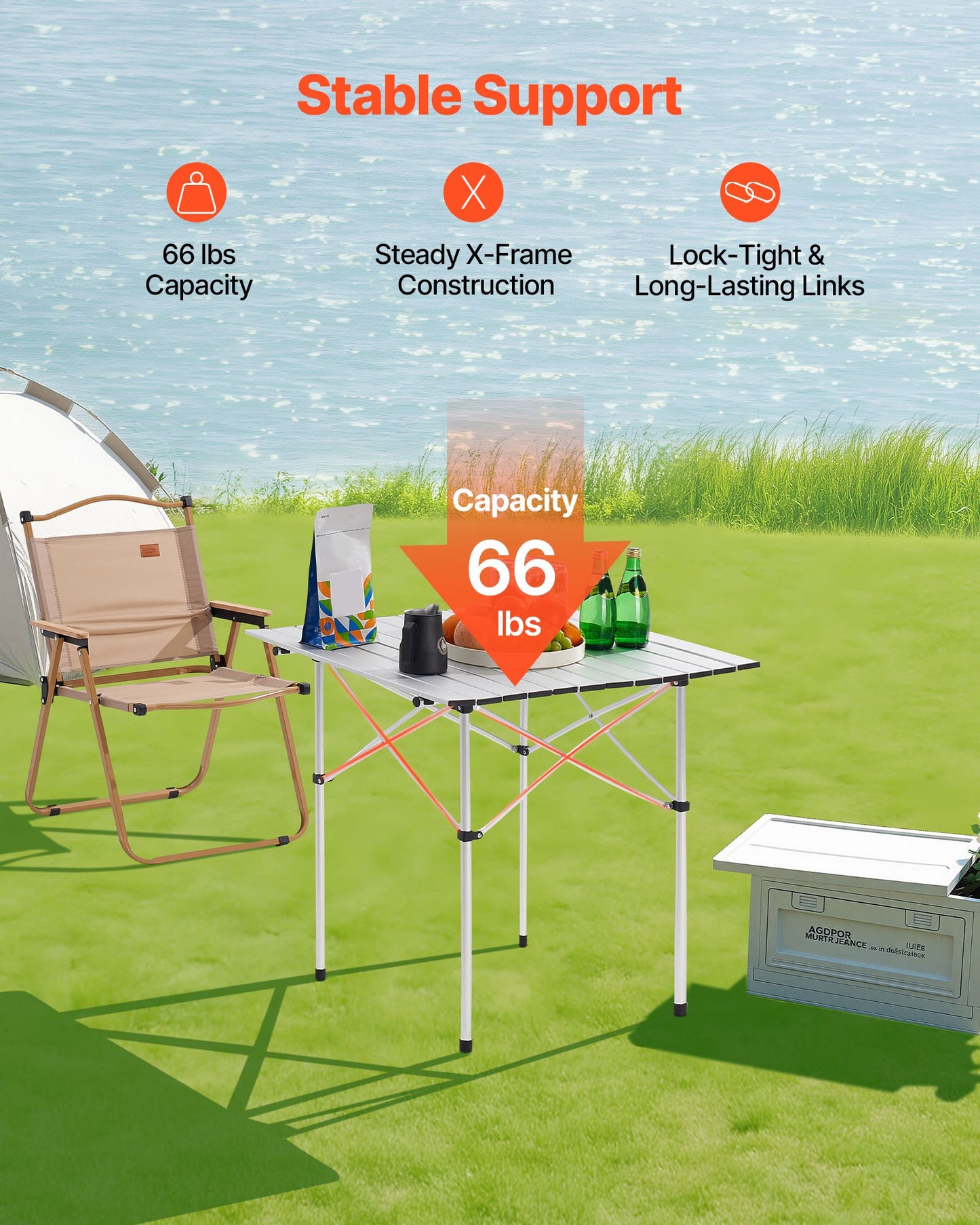 Folding Portable Camping Table Aluminum Outdoor Picnic Roll Up Table Carry Bag