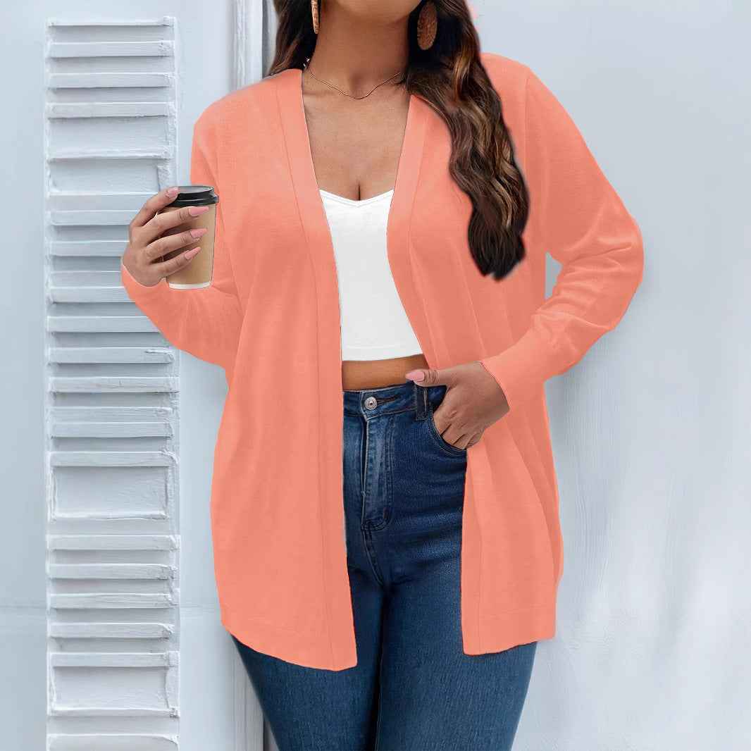 Solid Color Cardigan Women Elegant Simple Versatile Coat