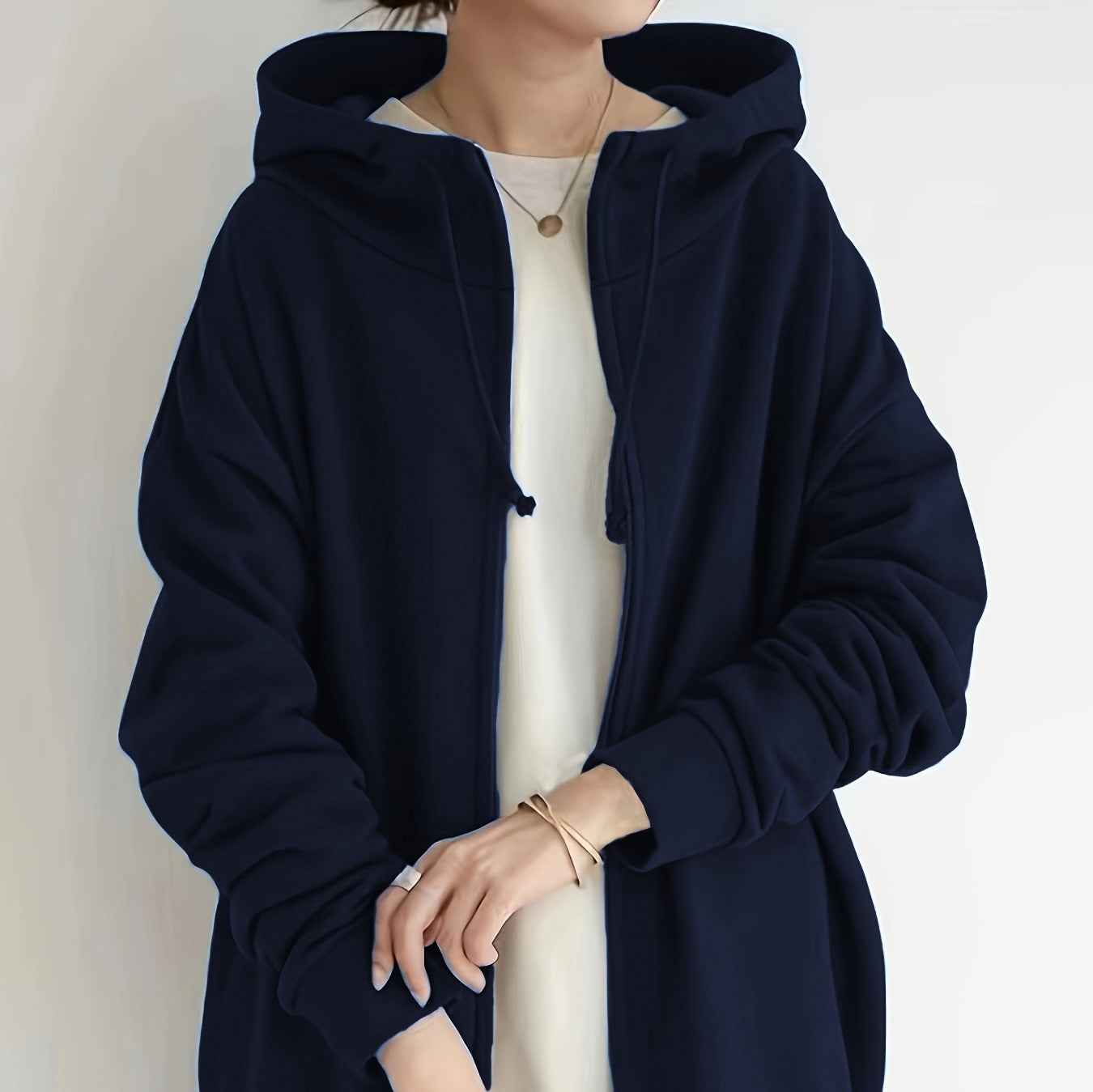 New Personality Street Sweater Zipper Hooded Long