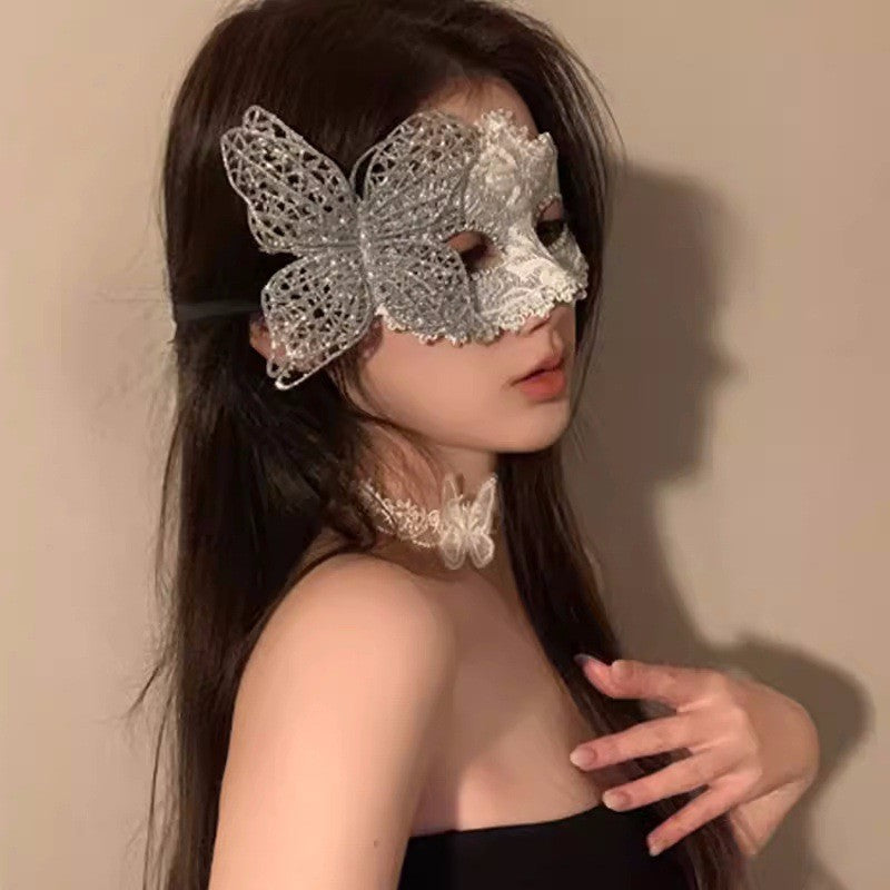 Halloween Half Face Mask - Werewolf White Design