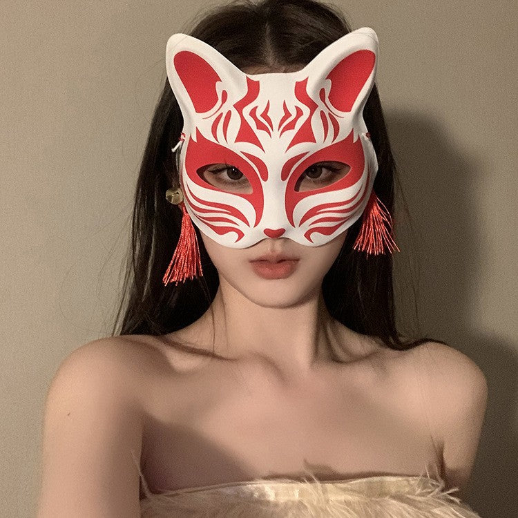 Halloween Half Face Mask - Werewolf White Design