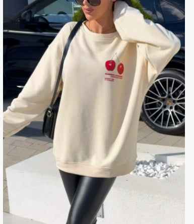 Women's Round Neck Print Long Sleeves Sweater