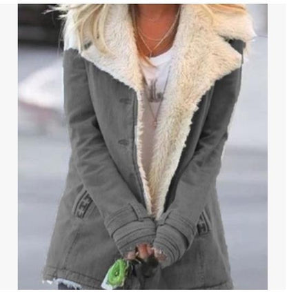 Women's Winter Warm Coat - Slim Fit Lapel Single-Breasted Jacket - DropOnline.co