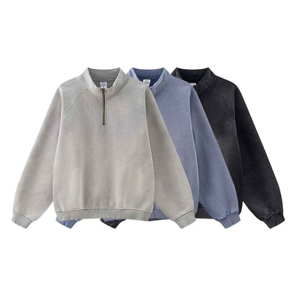 Half Zipped Stand Collar Pullover Sweater Coat