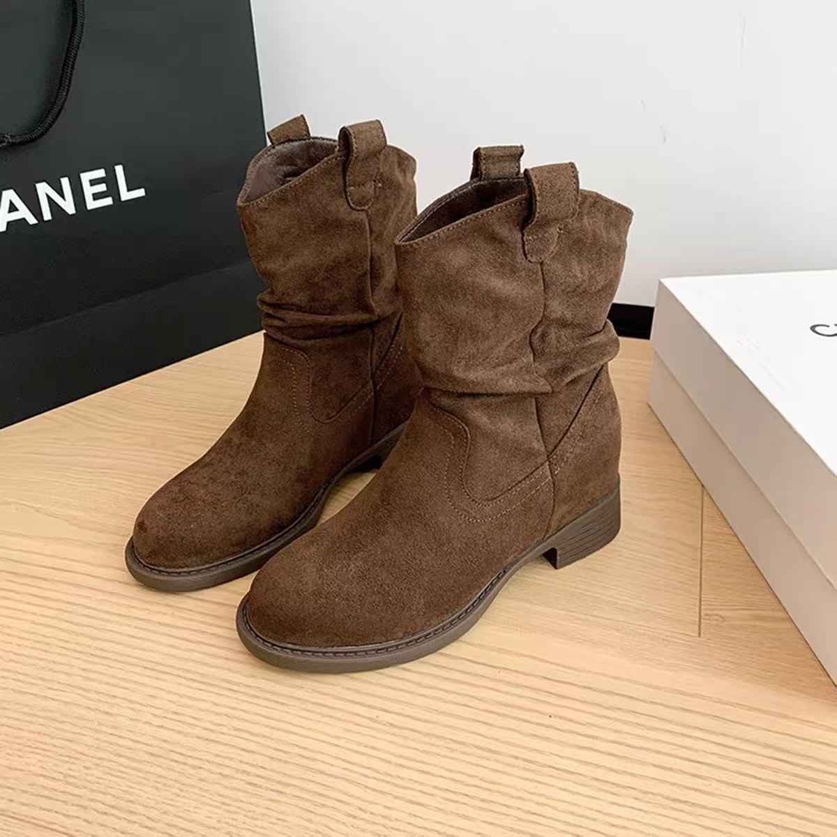 Women's Solid Color Versatile Chunky Heel Ankle Boots