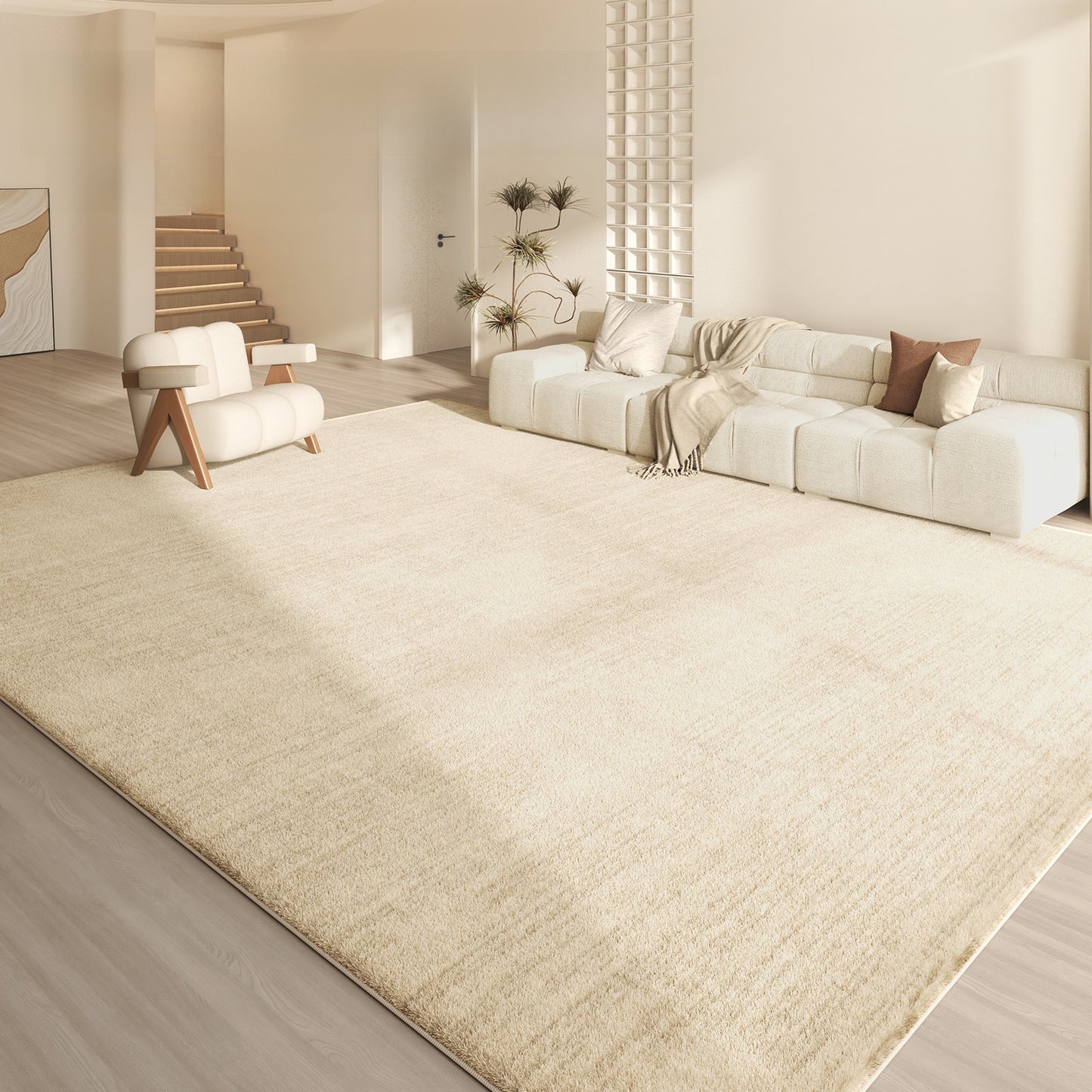 Luxury Cream Style Polyester Carpet - Cashmere-Soft Living Room Rug