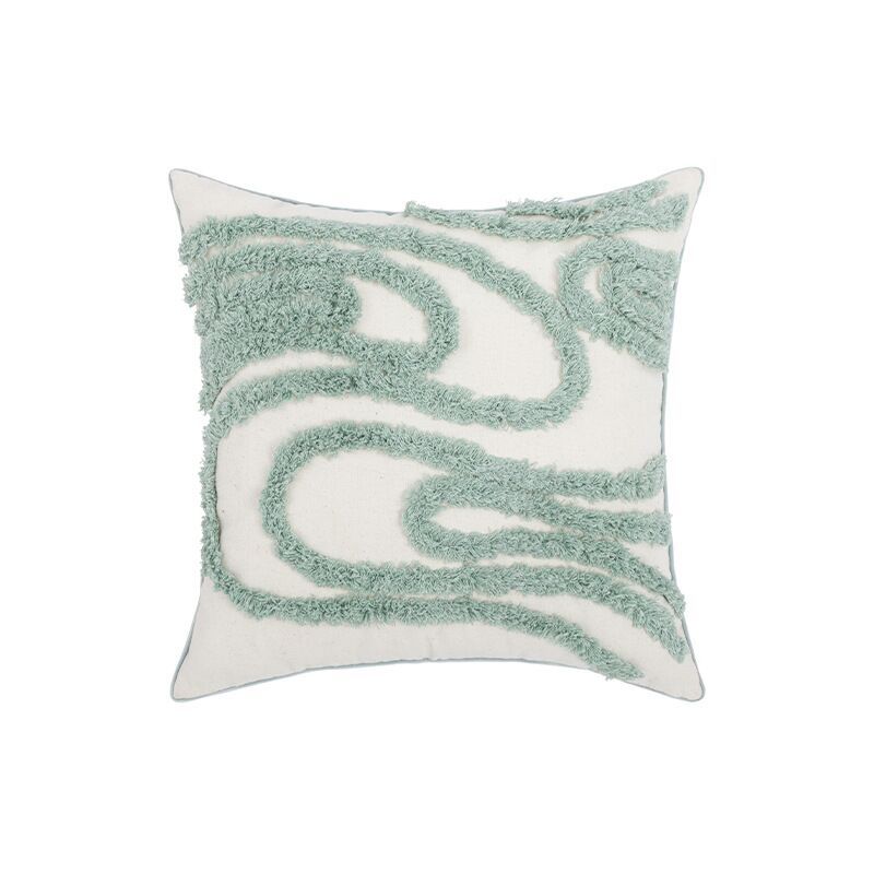 Nordic Moroccan Ins Wind Tufted Pillow Living Room Sofa Tassel Cushion Model Room Pure Cotton Pillowcase Green