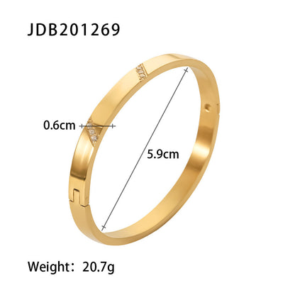 Fashionable And Versatile Gold-plated Stainless Steel Bracelets With Zirconia - DropOnline.co