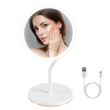 1Pc 7.48In 5X Magnifying Lighted Makeup Mirror Dimmable Magnification Mirror With Lights Lighted Vanity Mirror With 3 Light Colors - DropOnline.co