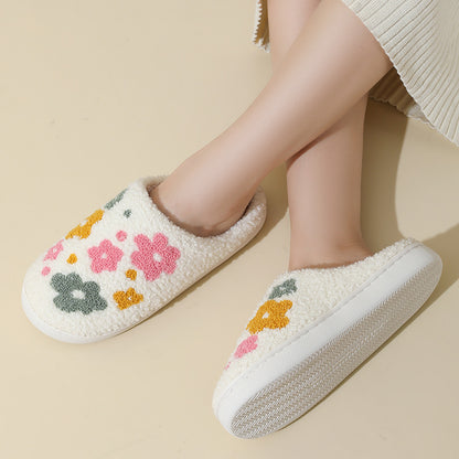 Warm Indoor Comfortable Colorful Flowers Cotton Slippers - DropOnline.co