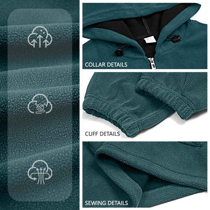 Padded Fleece Sweater Solid Color Half Zip Hooded Work Clothes Pullover