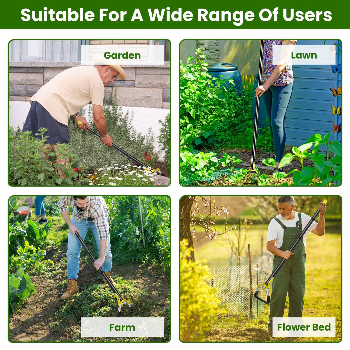 60.63in OR 46.06in Adjustable Garden Hoe Handheld Stirrup Hula Hoe Scuffle Loop Hoe Gardening Weeder Cultivator Weeding Rake For Weeding Loosening Soil