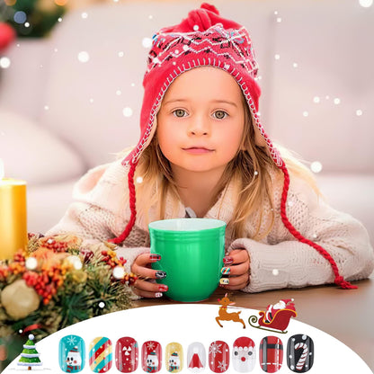 Christmas Stick On Nail, 48 Pcs False Nails Kids Full Cover Xmas Short False Nail Children Nails Lovely Gift For Kids Little Girls Nail Art Decoration-Ban On Selling On Amazon - DropOnline.co