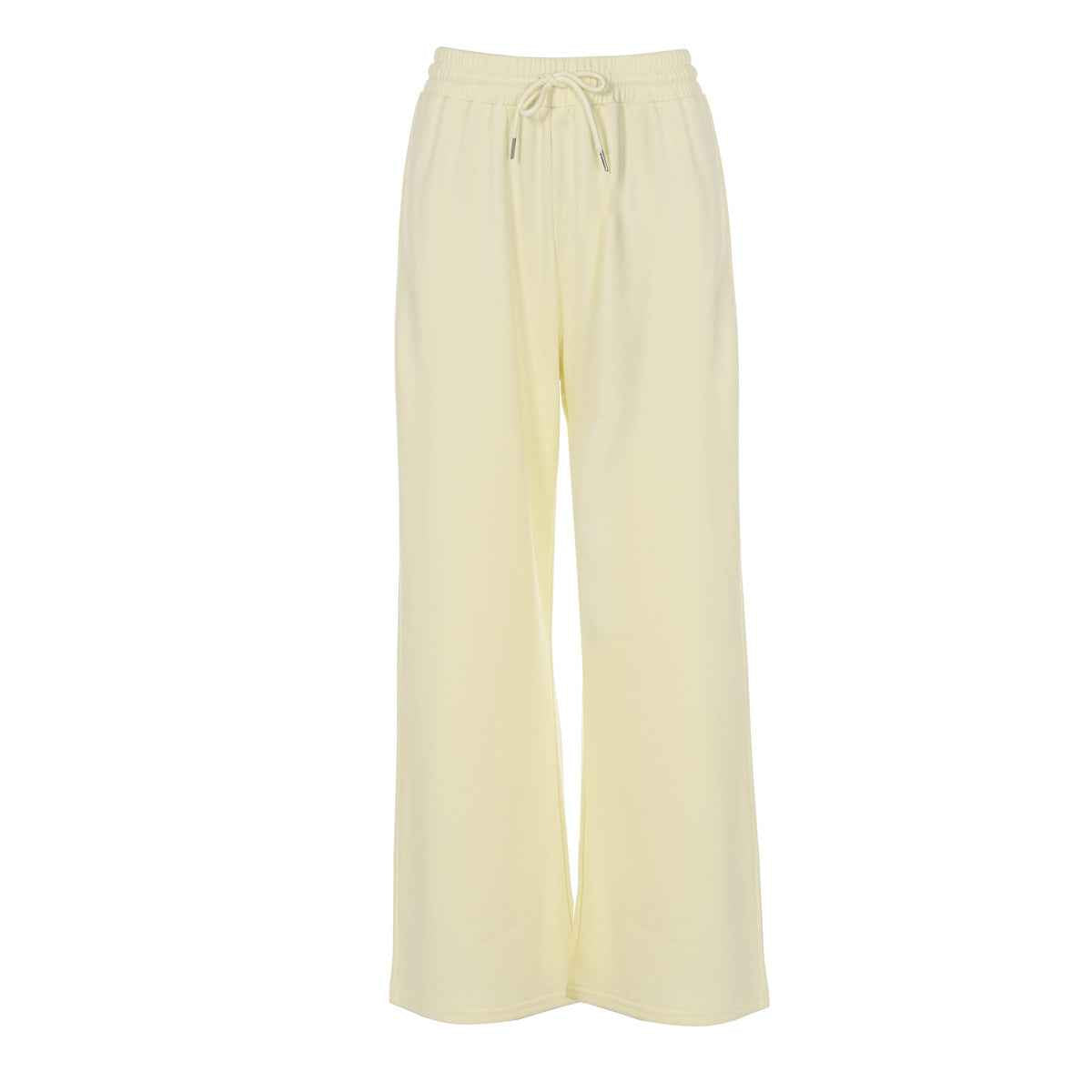 Fashion Casual Loose Drawstring Tight Waist Solid Color Trousers