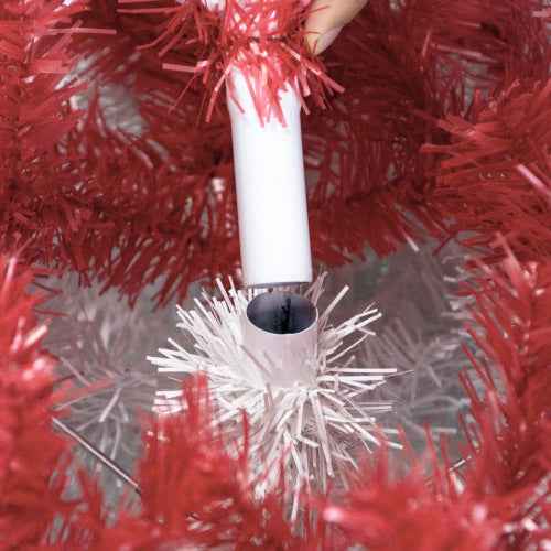 6FT Hinged Fir Bent Top Christmas Tree - Santa Hat Style 1250 Tips 300 LED Lights - DropOnline.co