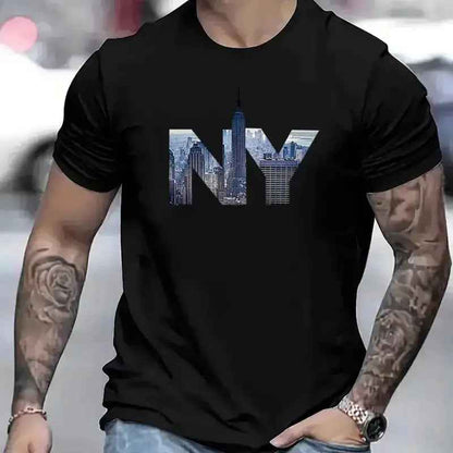 Men's Printed Short Sleeve T-Shirt - Casual Graphic Summer Tee