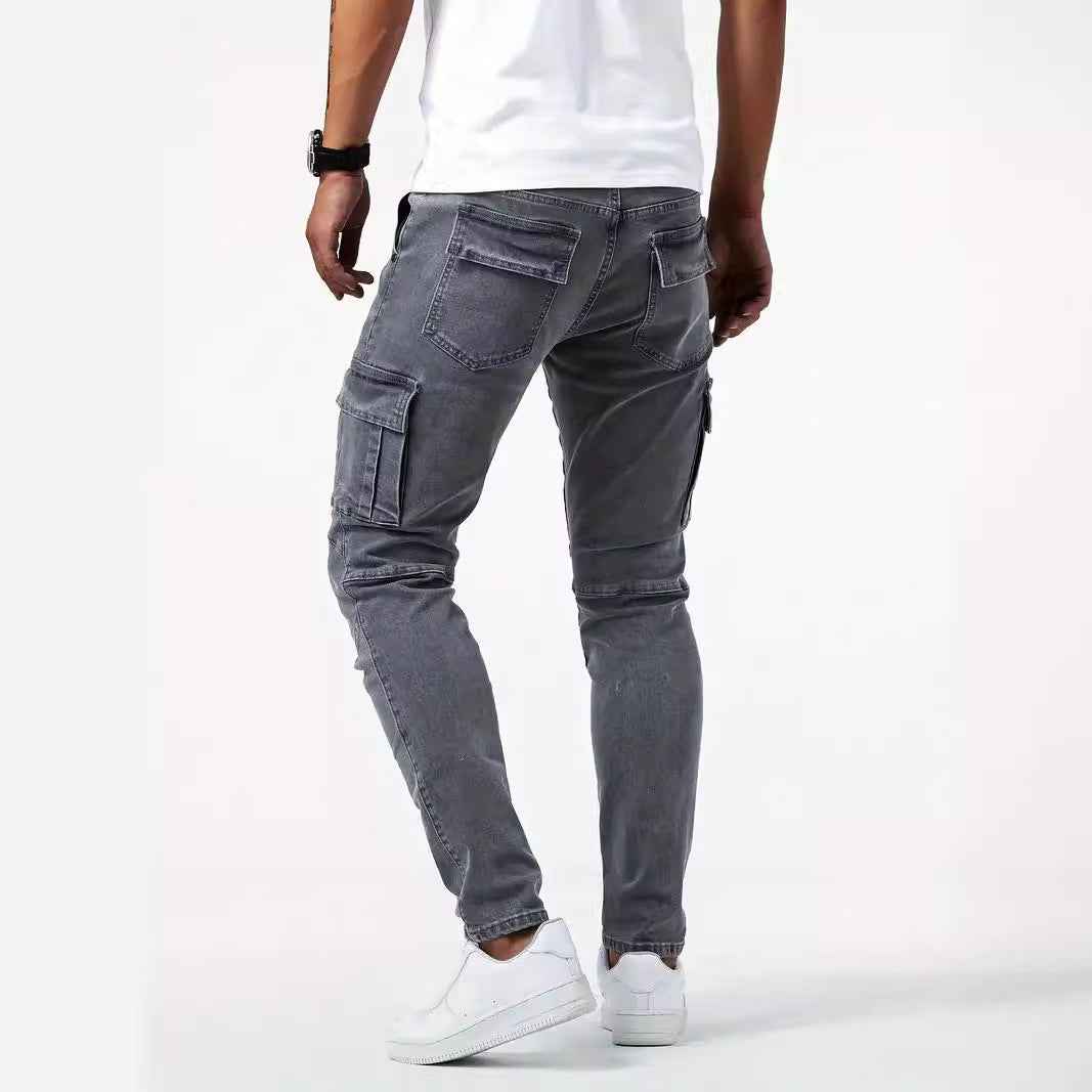 European And American Men's Side Pocket Skinny Jeans