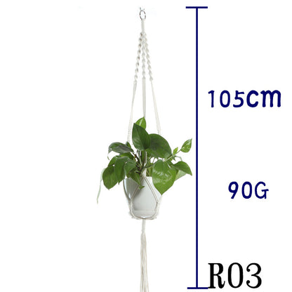 Flower Pot Net Bag Beige Cotton Rope Indoor Plant Hanger Hanging Basket Sling - DropOnline.co