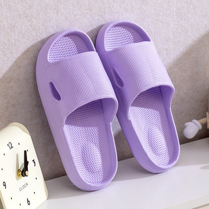 Solid Color Thick Bottom Home Slippers Summer Non-slip Floor Bathroom Slipper Women Men Couples Shoes - DropOnline.co