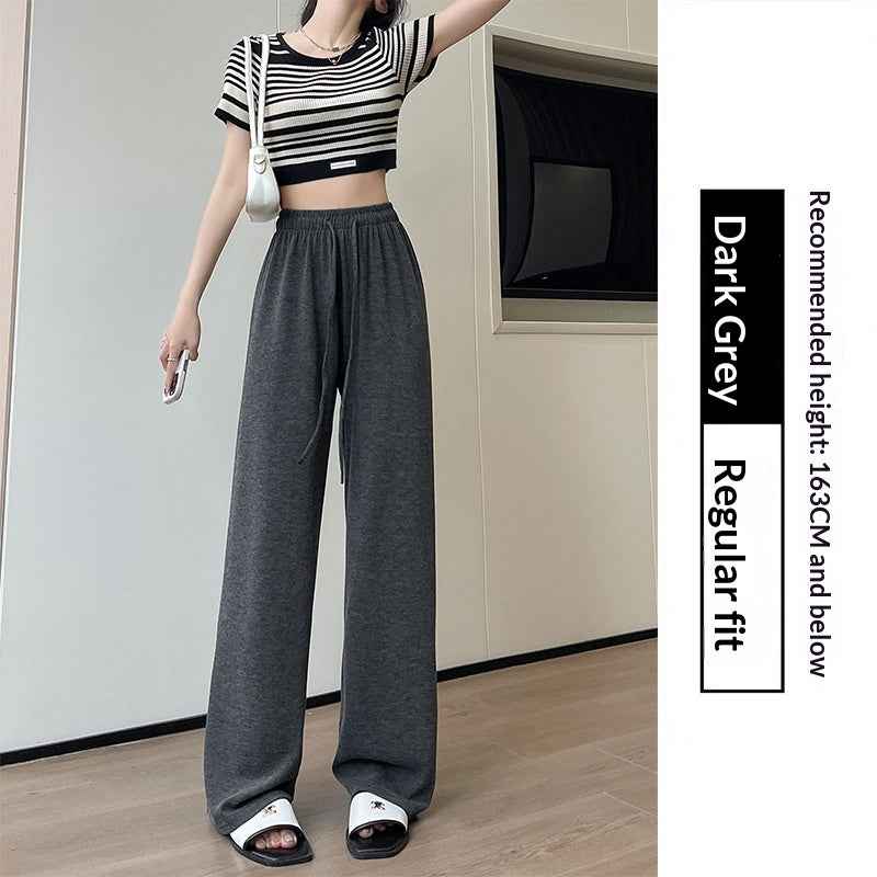 High-waisted Straight-leg Knit Wide-leg Pants For Women