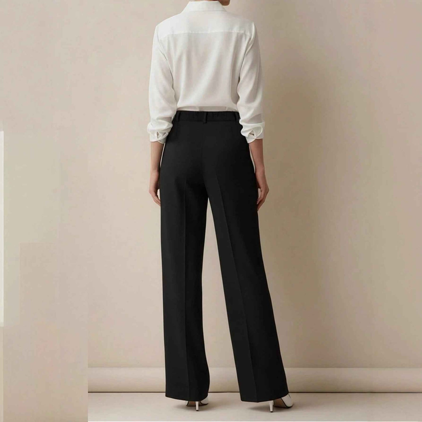 White High-waisted Loose Straight-leg Casual Pants