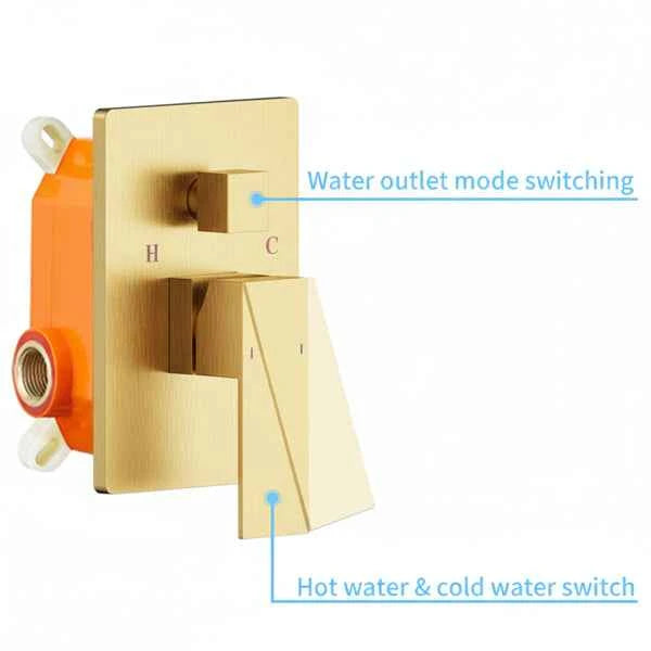 Rain Shower System Brushed Gold Tub Shower Faucet Set 10 Inch Square Rainfall Shower Head With Handheld Sprayer And Waterfall Tub Spout[Unable Ship Weekends, TK/TEMU Only For Pickup]