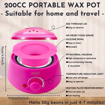 Waxing Kit WUWUVISTA 23 Items Hair Removal Wax Kit With Wax Warmer Waxing Beads For Face, Brazilian, Full Body, Bikini, Sensitiive Skin  Skin Suitable For Plugs Of American, European Specification - DropOnline.co