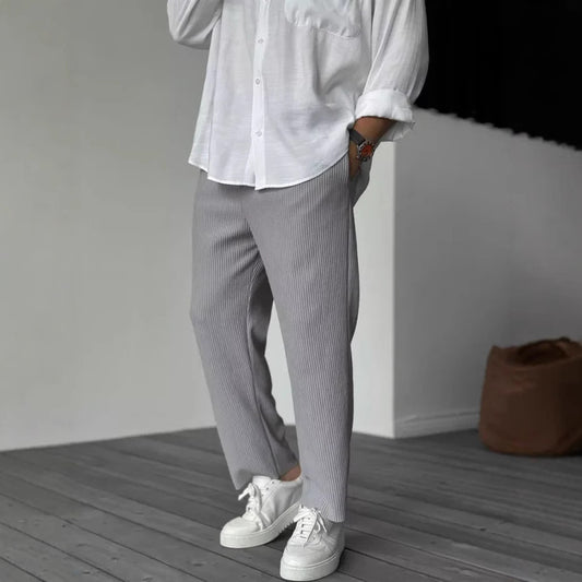Men's Loose Straight Sports Casual Pants - Comfortable Striped Athletic Wear