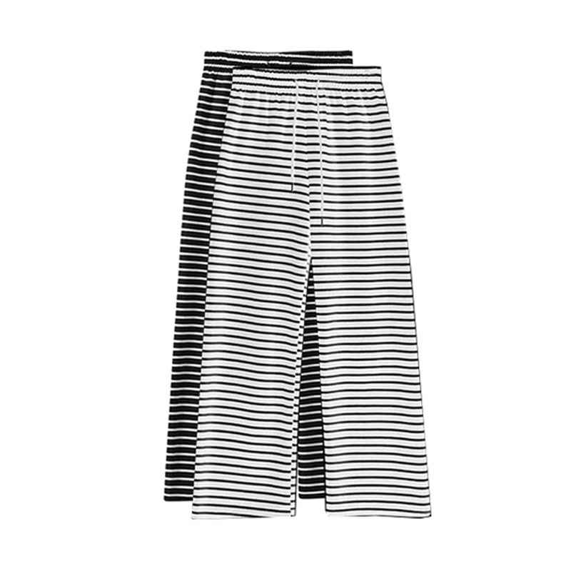 Loose Draping Outer Wear Slimming Stripes Wide-leg Casual Pants