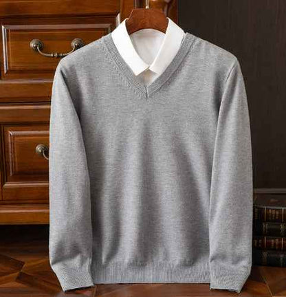 Knitted Sweater V-neck Men's Pullover Base Shirt