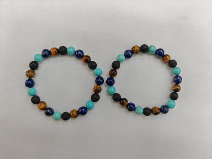 Tiger Eye Volcano Stone Orchid Pine Matte Blue Gold Stone Bracelet - DropOnline.co