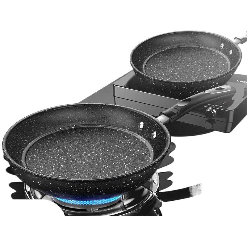 Non-Stick Maifan Stone Pancake Pan - Flat Bottom Frying Pan with Glass Lid