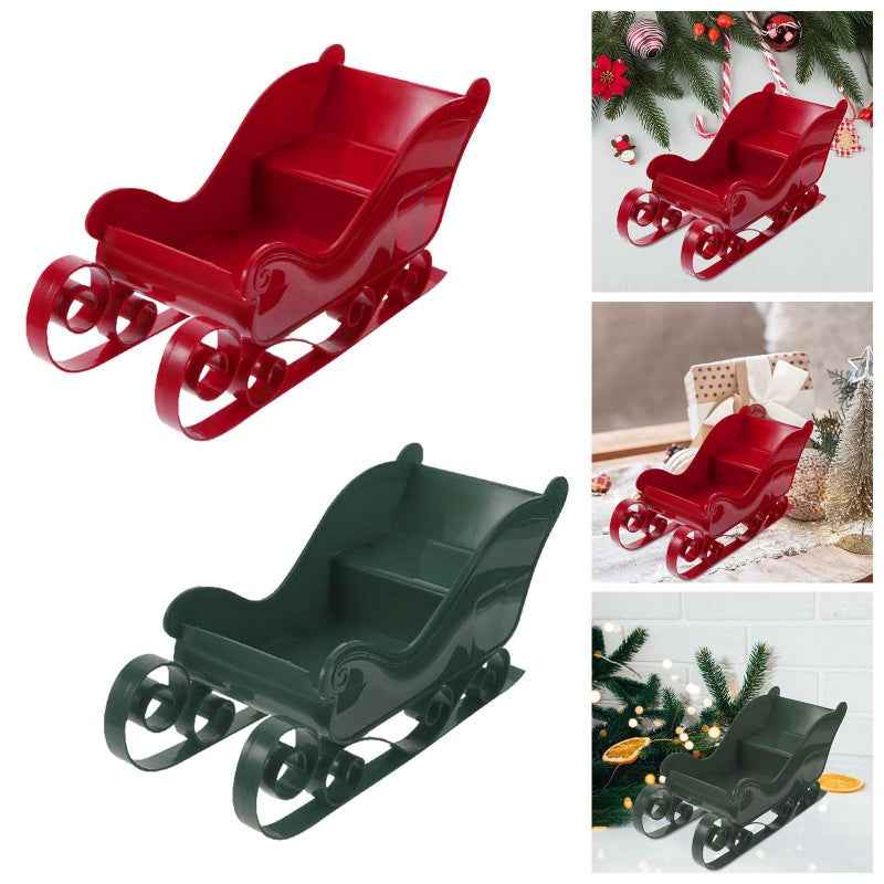 Red Santa Sleigh Christmas Fireplace Decoration - Collectible Holiday Centerpiece - DropOnline.co