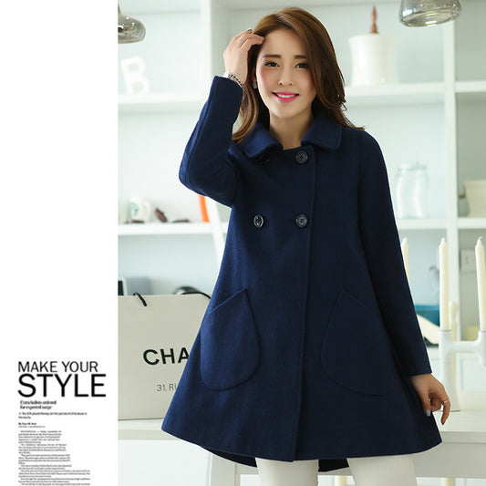 Lapel woolen coat and cloak woolen coat